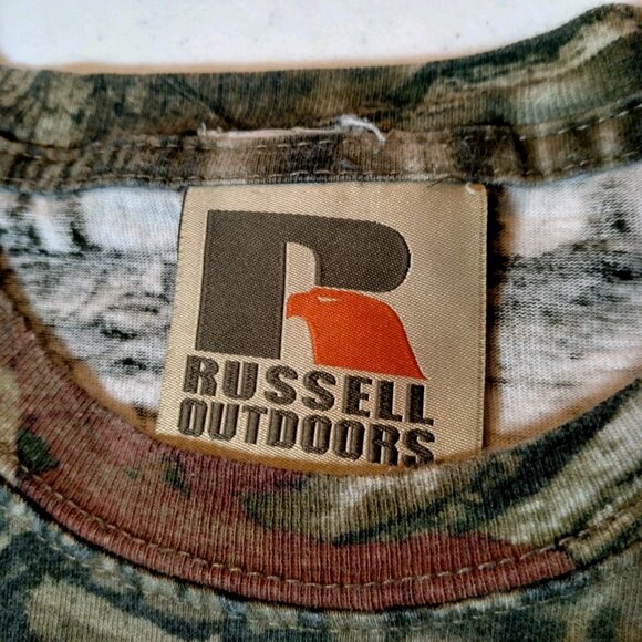 Vintage 1990s Russell Athletic Break Up Infinity Camo Shirt 2XL Tree Hunting - Picture 9 of 13